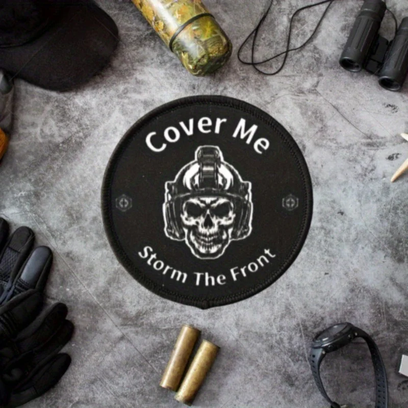 2026 Neuer Skelett-Soldat Taktischer Aufnäher, Cover Me Taktisches Abzeichen, Militärisches Armband, Aufnäher für Kleidung, Klettverschluss