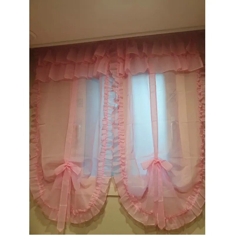 Korean Flouncing Style Liftable Balloon Curtain, Living Room Bedroom Sheer Widnow Treatments, 1 Piece