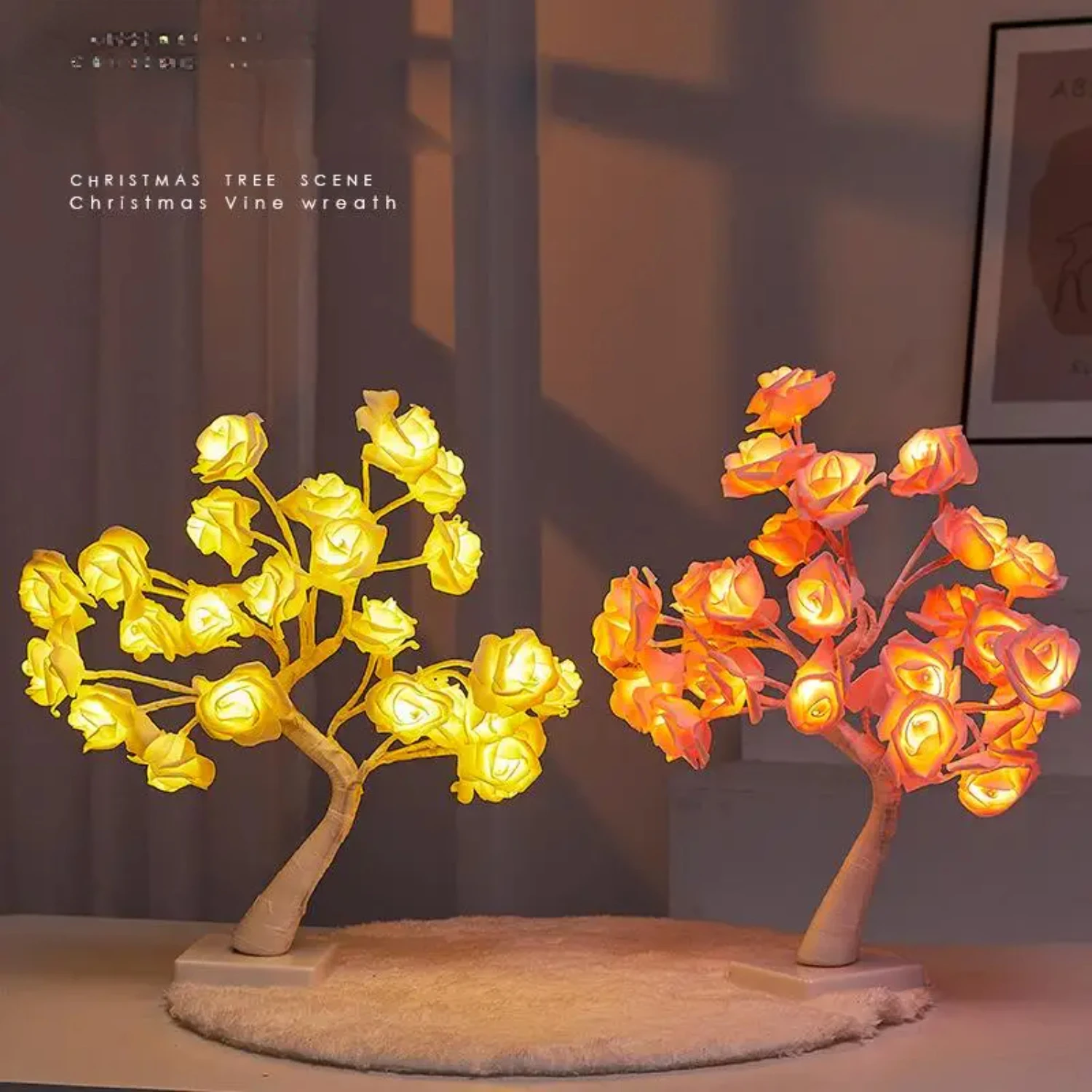 LED Rose Flower Table Lamp USB Christmas Tree Fairy Lights Night Lights  Party Wedding Bedroom Decoration Mothers Day Gift Quran