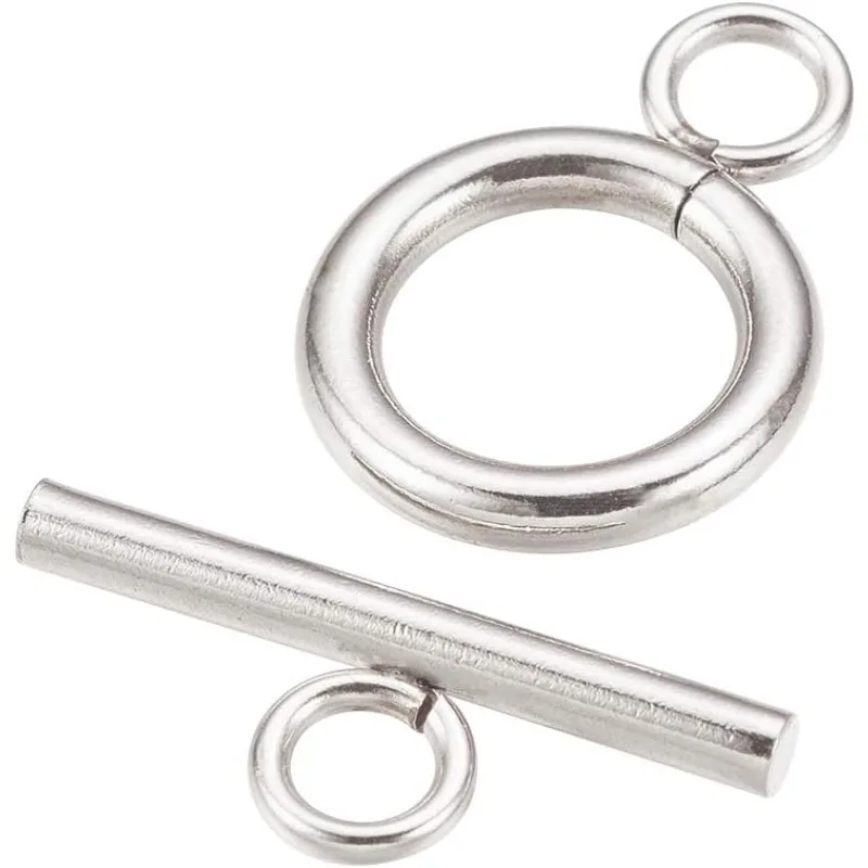 10 Sätze Edelstahl-Knebel verschlüsse und Tbar-Verschlüsse für Halskette Armband schmuck aus Silber