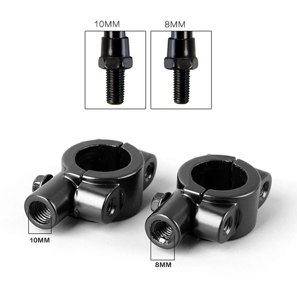 1 PC 22mm 25mm Handlebar 10mm 8mm Thread Motorcycle Mirror Mount Clamp Rear View Mirror Holder Adapter Silver Black Dropship