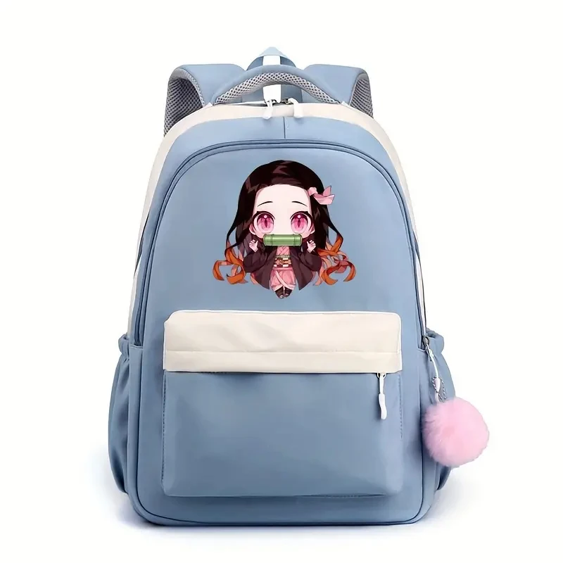 Mochilas Anime Demon Slayer Nezuko, mochilas escolares simples e leves, mulheres e homens, capacidade para viagem