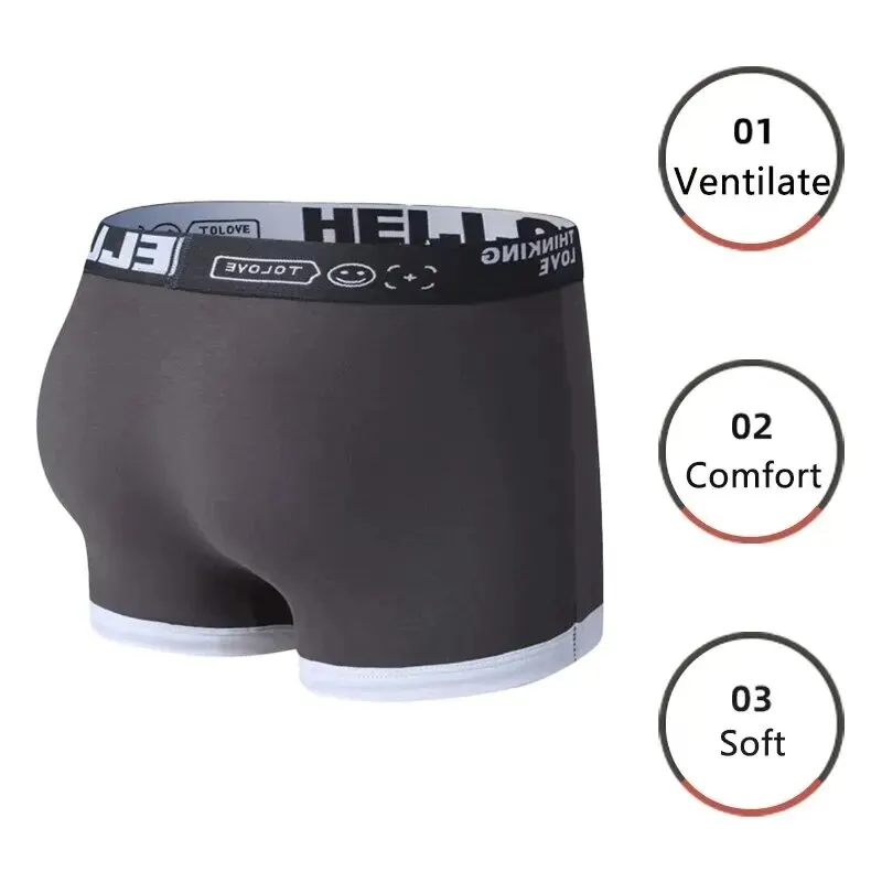 Hommes Boxer Shorts Culottes Coton Sous-Vêtements Noir Vert XL 2XL 3XL Lettre Ceinture Respirant Doux Mode Sport