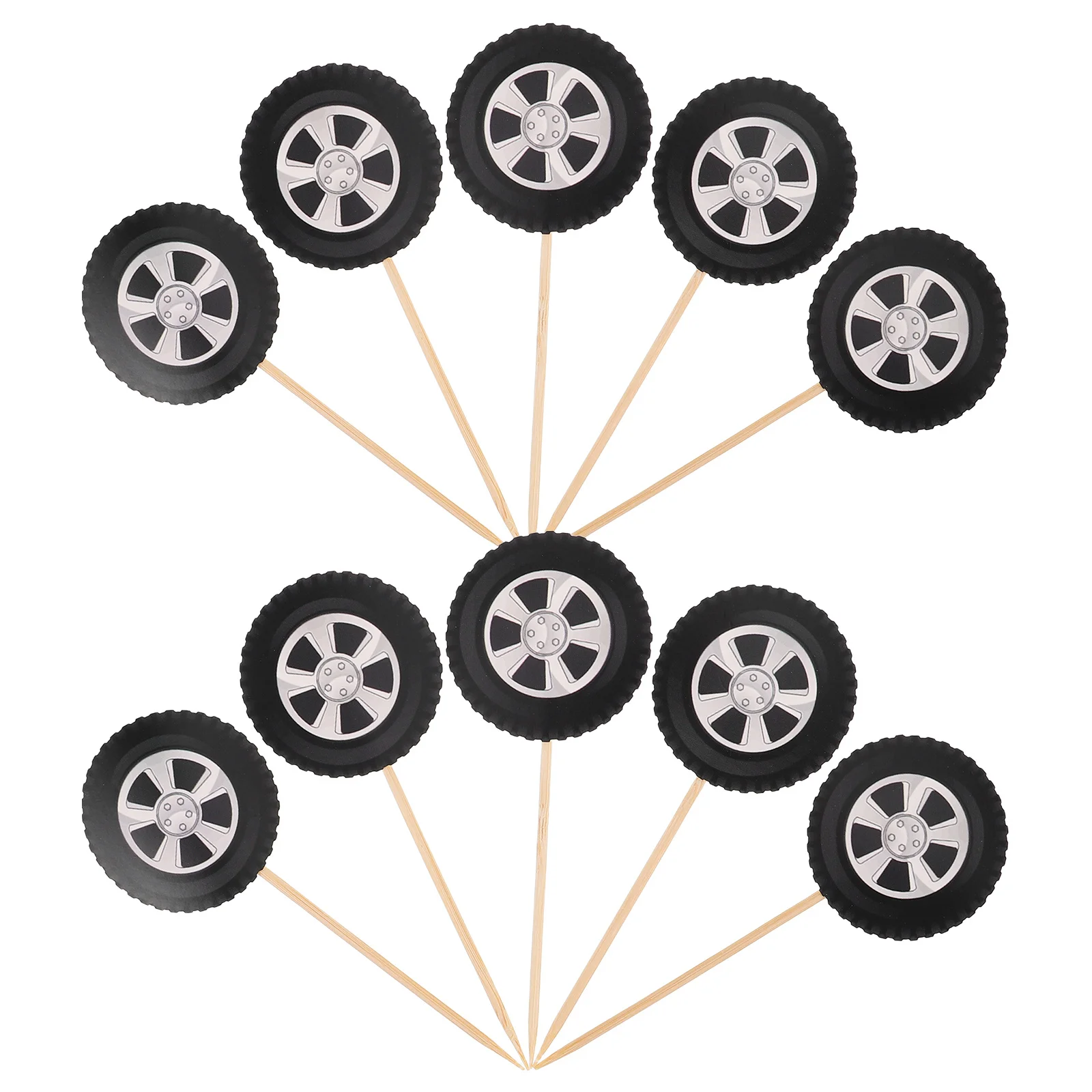 

20Pcs Vehicle Cupcake Toppers Racing Wheel Cake Decorations for Birthday Party Race Car Theme Dessert Picks Tire Design Favors