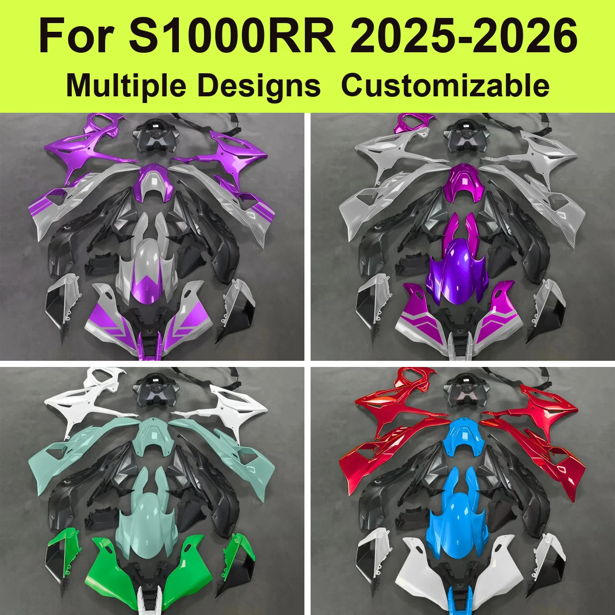 For S1000RR 2025 2026 Motorbike Fairing Kit ABS Plastic Custom Painted Fairings Complete Bodywork Cowling Purple Gray Black
