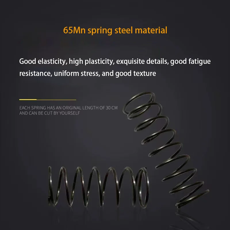 65Mn Spring Steel Return Compression Spring, Wire Diameter: 0.4/0.5mm, Diameter: 3-10mm, Length: 5-50mm, 10Pcs