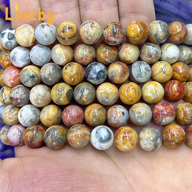 Natural stone Crazy yellow agate beads For Jewelry Making DIY Handstring Accessories Rings Bracelets 15" Wholesale 4/6/8/10/12mm view 5