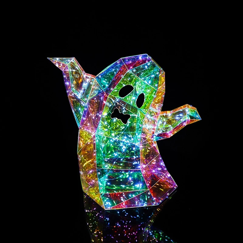 Prismatic Iridescent Spooky Ghost Statue,LED Ghost Statue,Halloween Decoration Ghost Statue