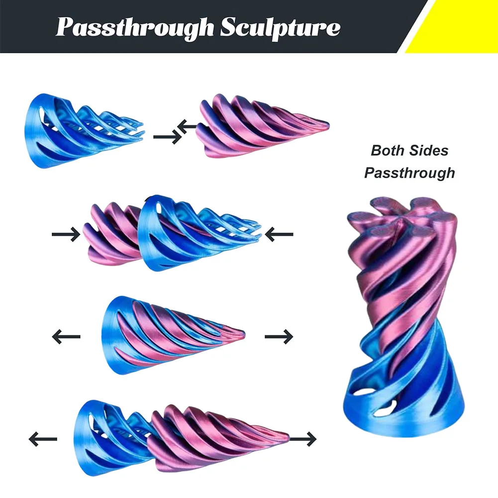 3D Impresso Helix Screw Fidget Toy, Pirâmide Impossível, Passsthrough Escultura, Cone Espiral, Descompressão Ornamentos Decorativos, 2024