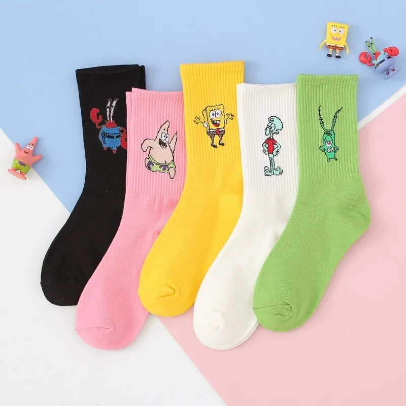 SpongeBob Cartoon Socks Patrick Cotton Trend Tube Socks Boy Girl Funny Sock Comfortable Breathable Hip-hop Fun Socks for Kids