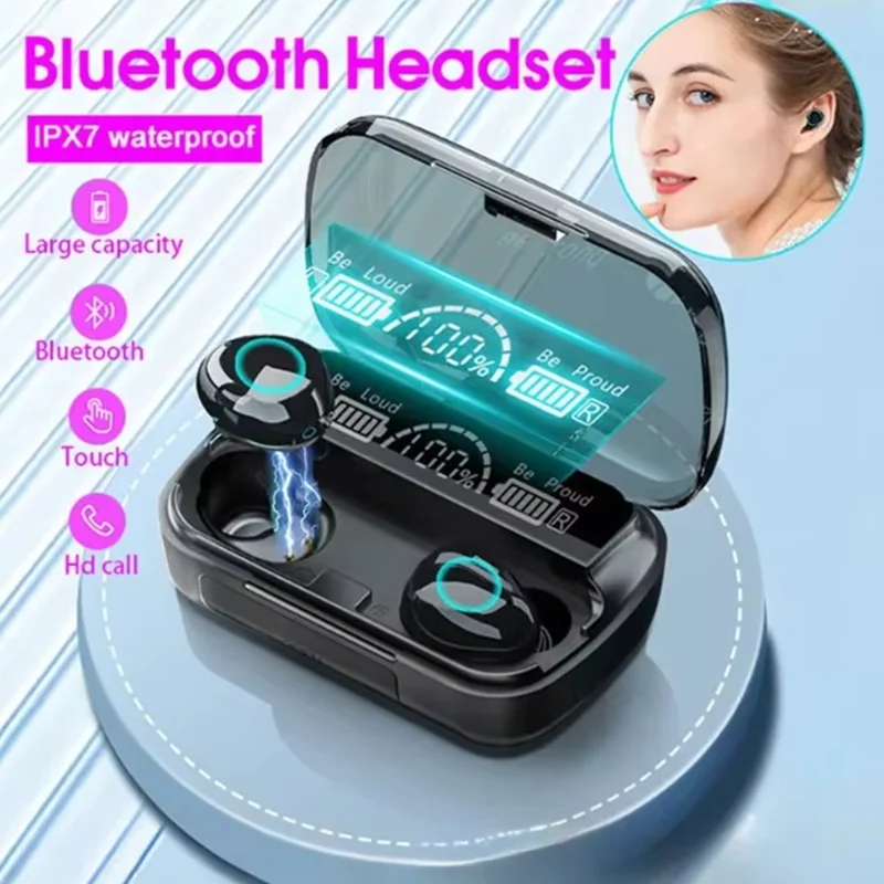 M10 Bluetooth Earphones Handfree LED Dispay Bluetooth Headphones HiFi Stereo Music Wireless Earbuds Waterproof Gaming Headset