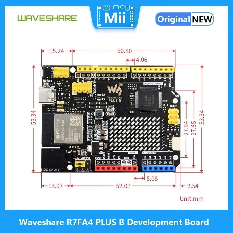 Carte de développement Waveshare R7FA4 PLUS B, basée sur R7FA4M1AB3CFM, compatible avec Arduino UNO R4 WiFi, équipée d'un ESP32-S3FN8