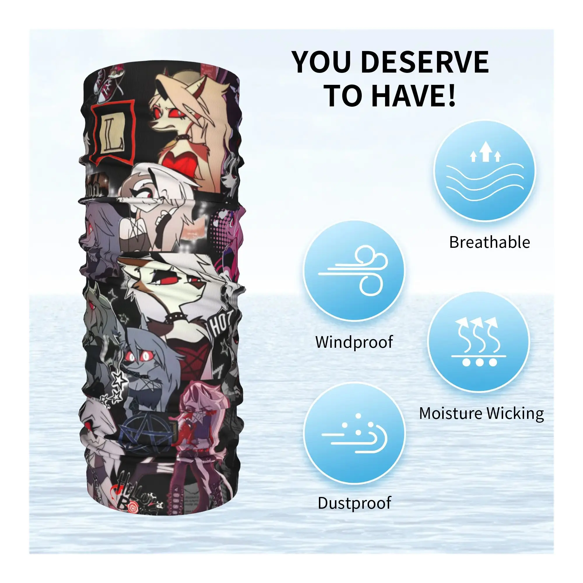 Бандана Helluva Boss Loona, гетры с принтом, шарф для лица, теплая повязка на голову, походная, рыбалка, унисекс, для взрослых, зима