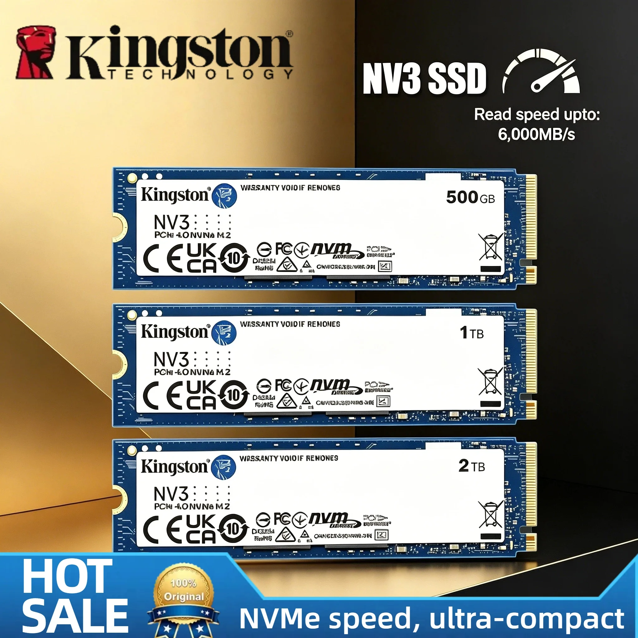 

Kingston NV3 Internal SSD 500GB 1TB 2TB M.2 PCIe4.0 NVMe 2280 6000Mb/s Original Hard Drive Solid State Disk Laptop