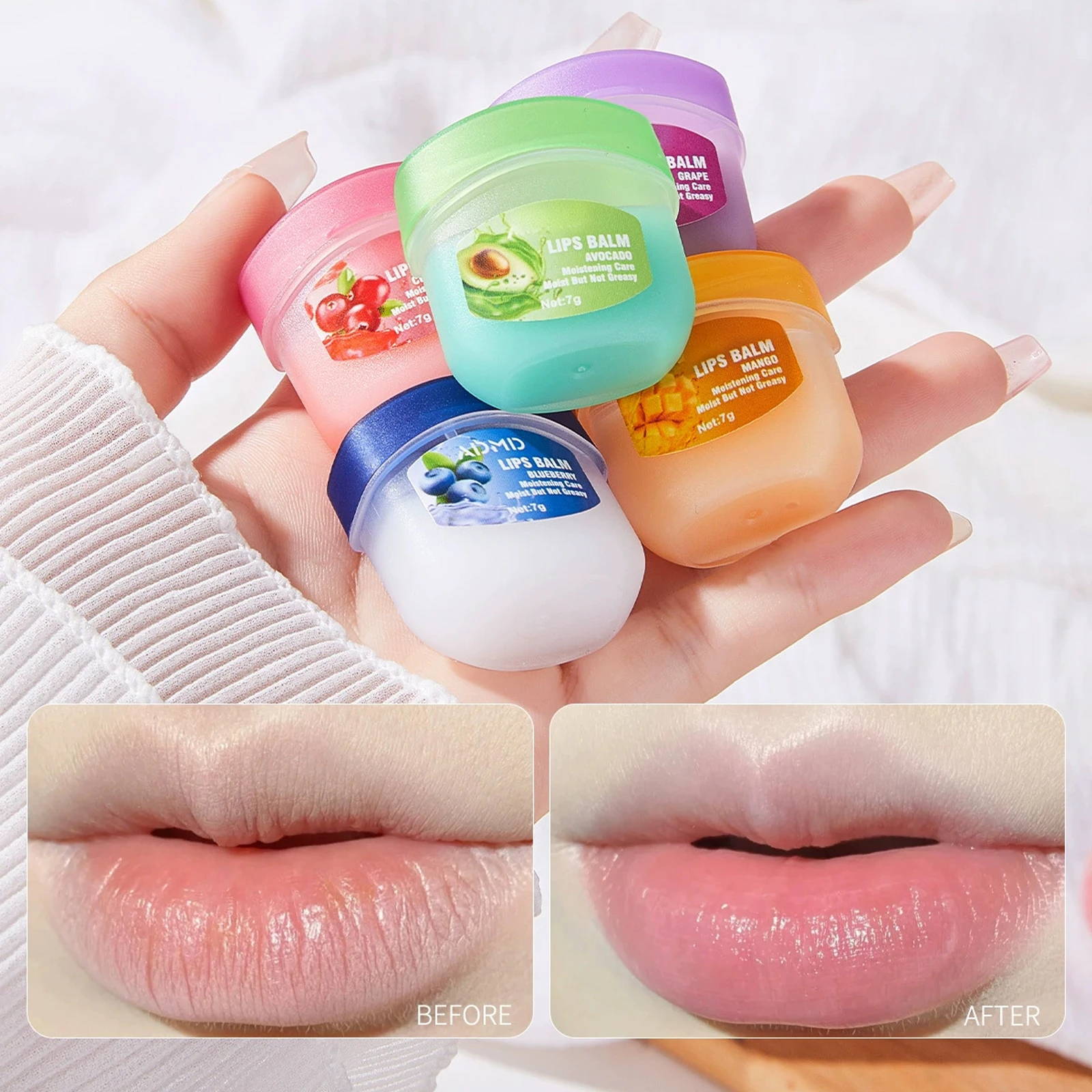 8PCS Lip Balm Set Fruit Fragrance Moisturizing Hydrating Anti Crack Smooth Non Greasy Lip Care 7g Each