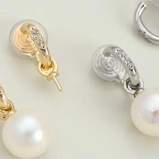 

1 пара 14-каратного позолоченного C-образного зажима для ушей с овечьим глазом и инкрустацией из циркония, безболезненные липкие жемчужные серьги «сделай сам», держатель для бусин, аксессуар