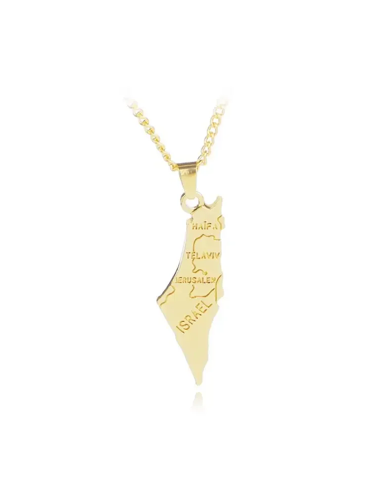 

Happy Hanukkah Gold Color Israel Necklace Jewelry Jewish Jerusalem Trip Hebrew Star David Passover Necklaces For Friends