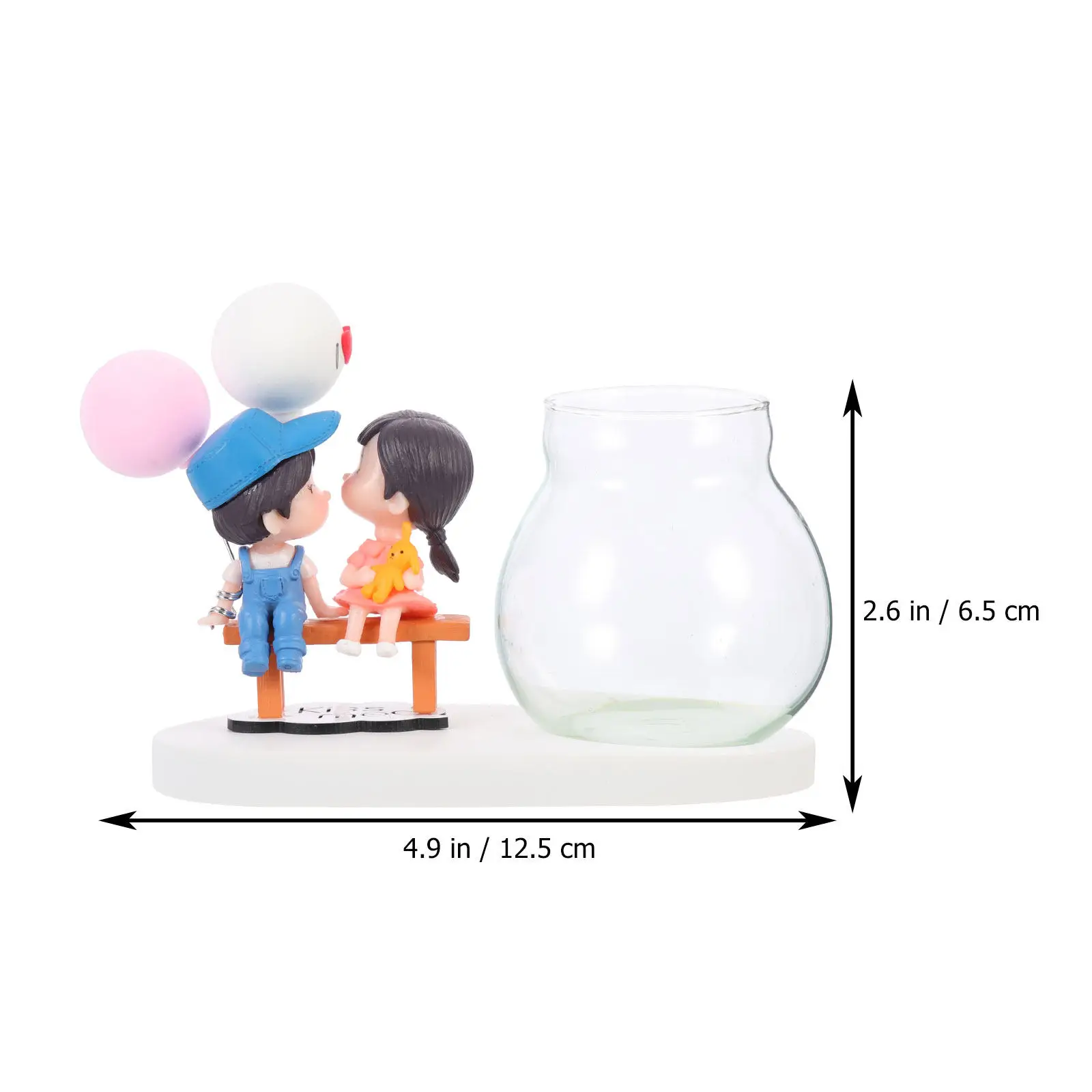 1Set Hydroponic Bottle Glass Plant Vase for Scindapsus Aureus Propagation Home Vase Decor Resin Couple Ornament Tabletop Planter