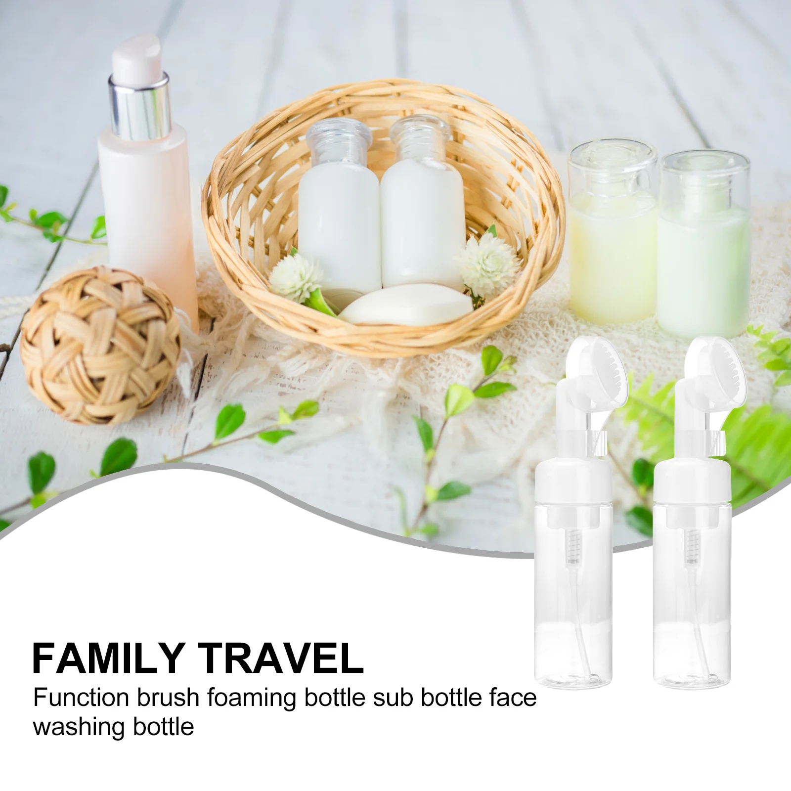 

2 Pcs Portable Foam Bottle Cleansing Brush Lotion Containers with Eyelash Travel Bottles