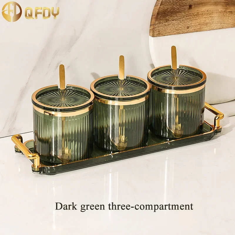 European light luxury Three frames/four frames Seasoning Jar With Spoon Household Kitchen Exquisite Seasoning Bottle Storage Jar