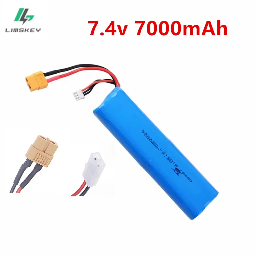 7.4V 7000mAh 18650 Lipo Battery L6.2-2P Plug for heng long 3818 3889 3809 RC Tanks Cars Toys Parts Upgrade High Capacity Battery