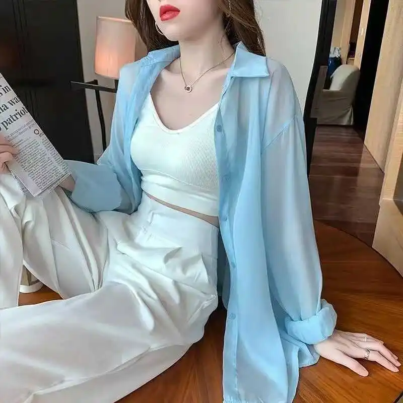 

Summer 2024 New Ba-Tied Open Cardigan Jaet Ultra-Fairy Thin Faion Sunscreen irt Trendy Long Sve Collar Loose Fit