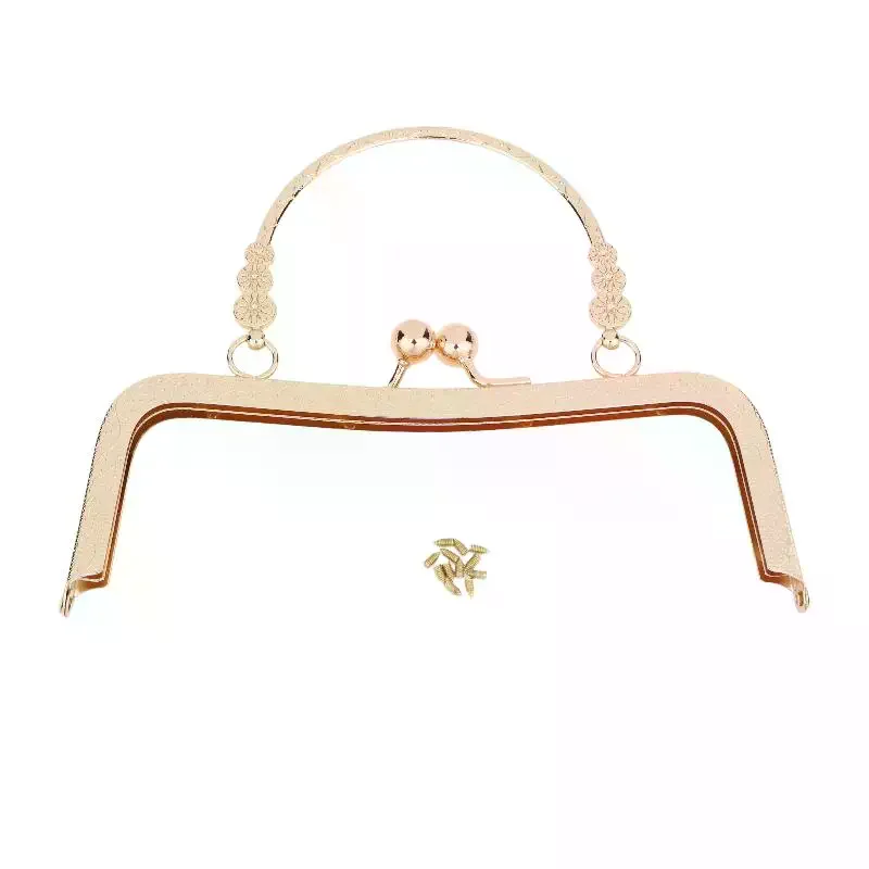 Metal Purse Frame With Curved Handle Kiss Lock Clasp Hardware For DIY Handmade Coin Bag Evening Clutch Bag Making Accessories