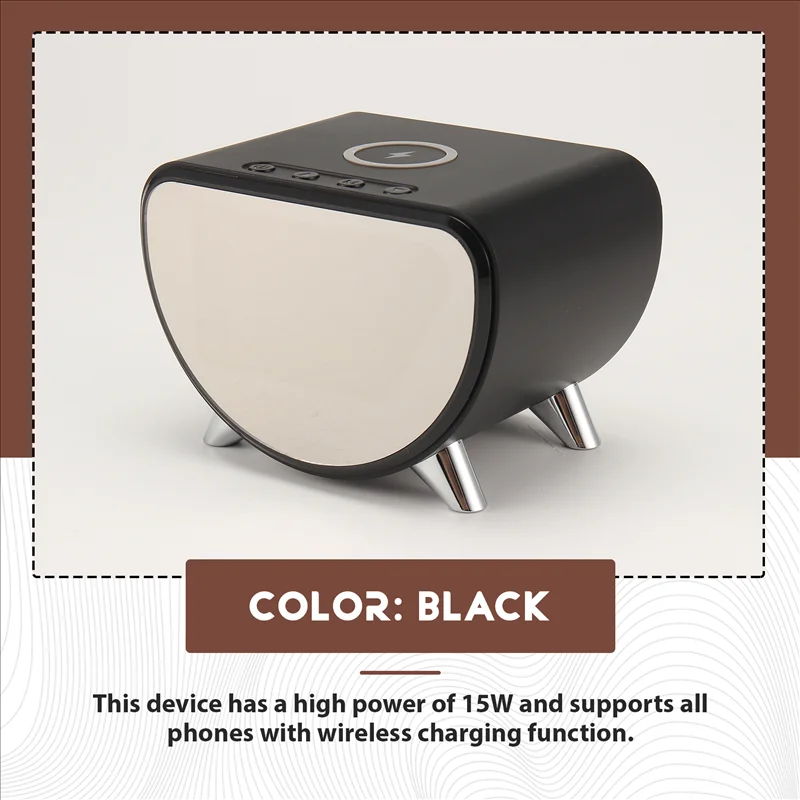 ABKN-Multi-Function Alarm Clock LED Mobile Phone Three-In-One Wireless Charger Temperature Clock Wireless Charger