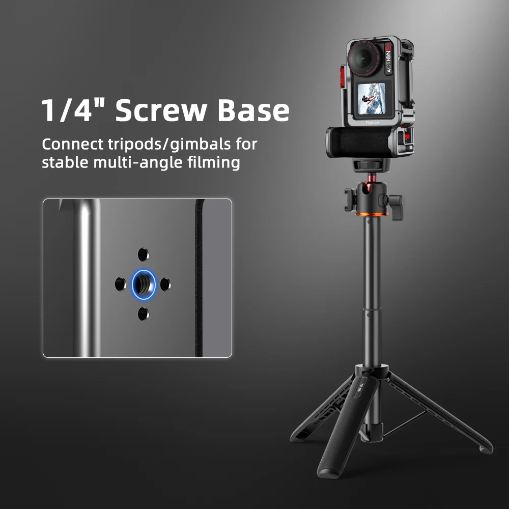 Flymile Action 5 Pro Kameragriffhalter Metallkäfig für DJI Action 5 Pro/Action 4 Zubehör Auslöser Fotografie Griff – Detail 8