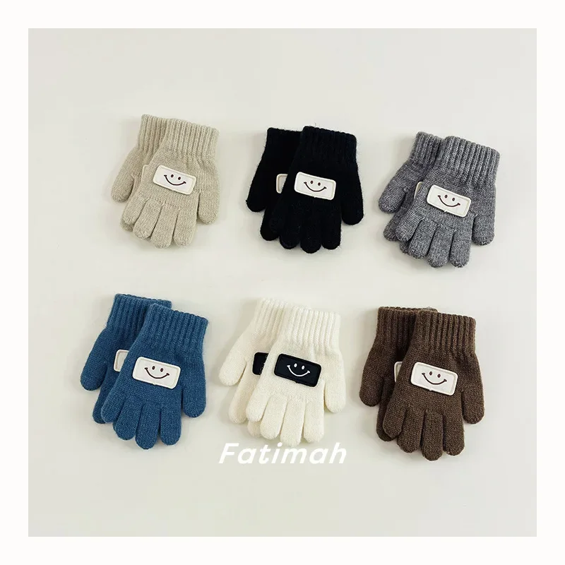 VersatileSimple Children's Gloves Warmknit Knitted Winter Outing Baby Mittens Unisex Korean Style Cozy Kids Handwear