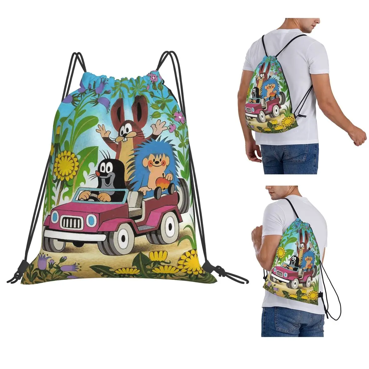 

Mole Krtek Cute Little Maulwurf Backpacks Fashion Drawstring Bags Storage Bag Book Bags for Man Woman Students