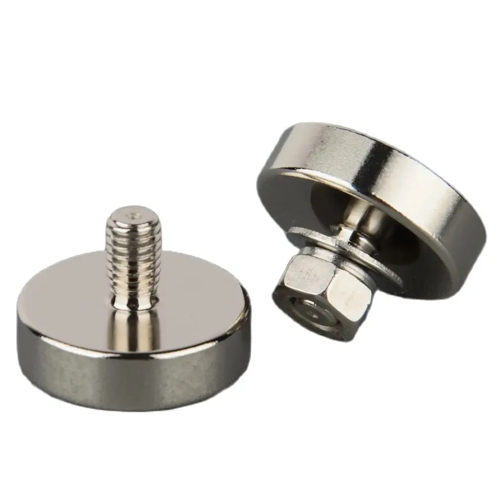 2PC Super Strong 23KG Vertical Neodymium Pot D25mm Magnet M6 M8 Male Tread Magnetic Rare Earth Round disc Mounting base