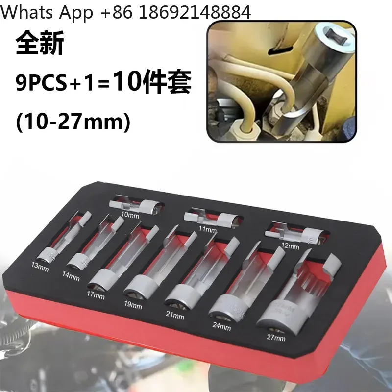 New 10-Piece Open  Removal Sleeve Slotted Oxygen Sensor Wrench Set for Spray  Wrench
