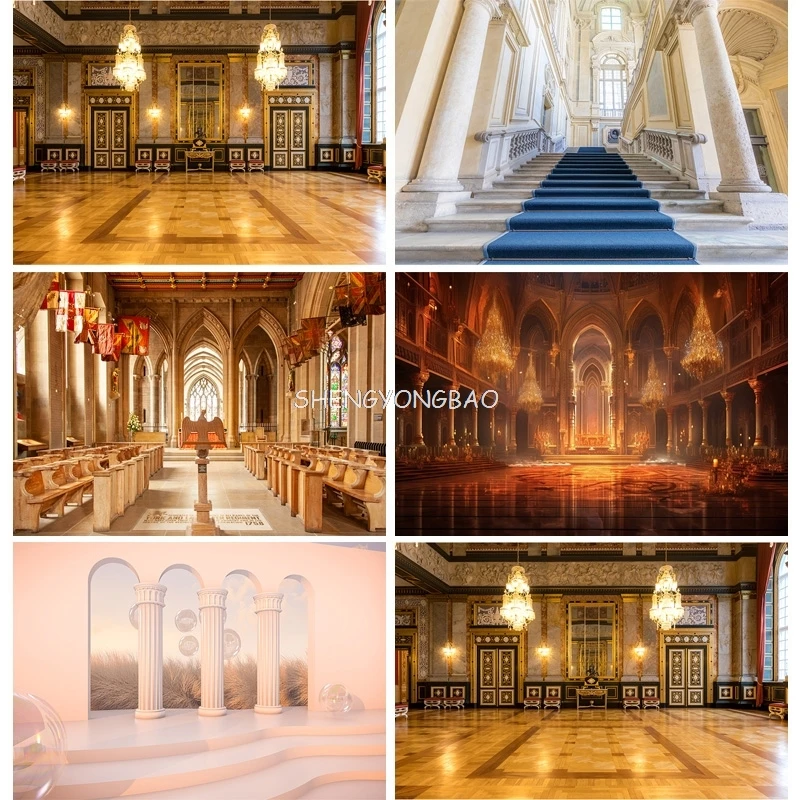 

Retro Palace Castle Theme Photography Backdrops Props Wedding Theater Opera European Style Church Photo Studio Background ET-12