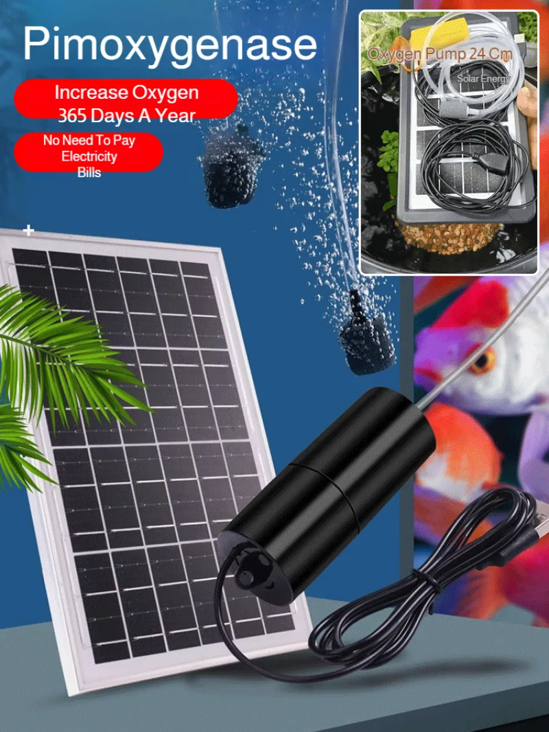 Solar Pool Oxygen Pump Small Fish Tank Oxygen Pump Continuously Produces Oxygen Bubbles Day and Night