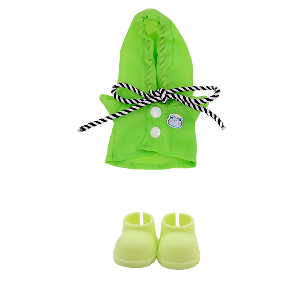 2Pcs/set Cute Raincoat Rain boots For labubu Doll Clothes 17CM Doll Solid Color Headphones Glasses Shoes Accessories,Holiday Toy
