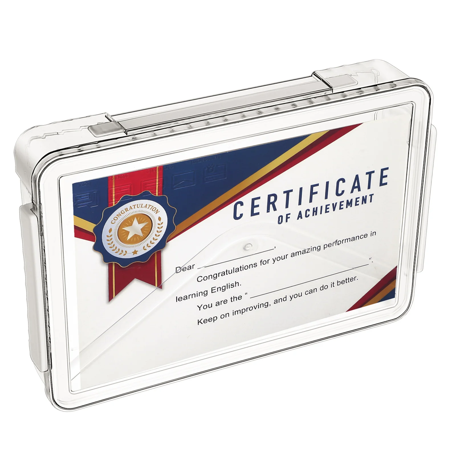 

Transparent File Box Plastic Storage for Office Papers Scrapbook Documents Clear Organizer with Handle Portable Document Case