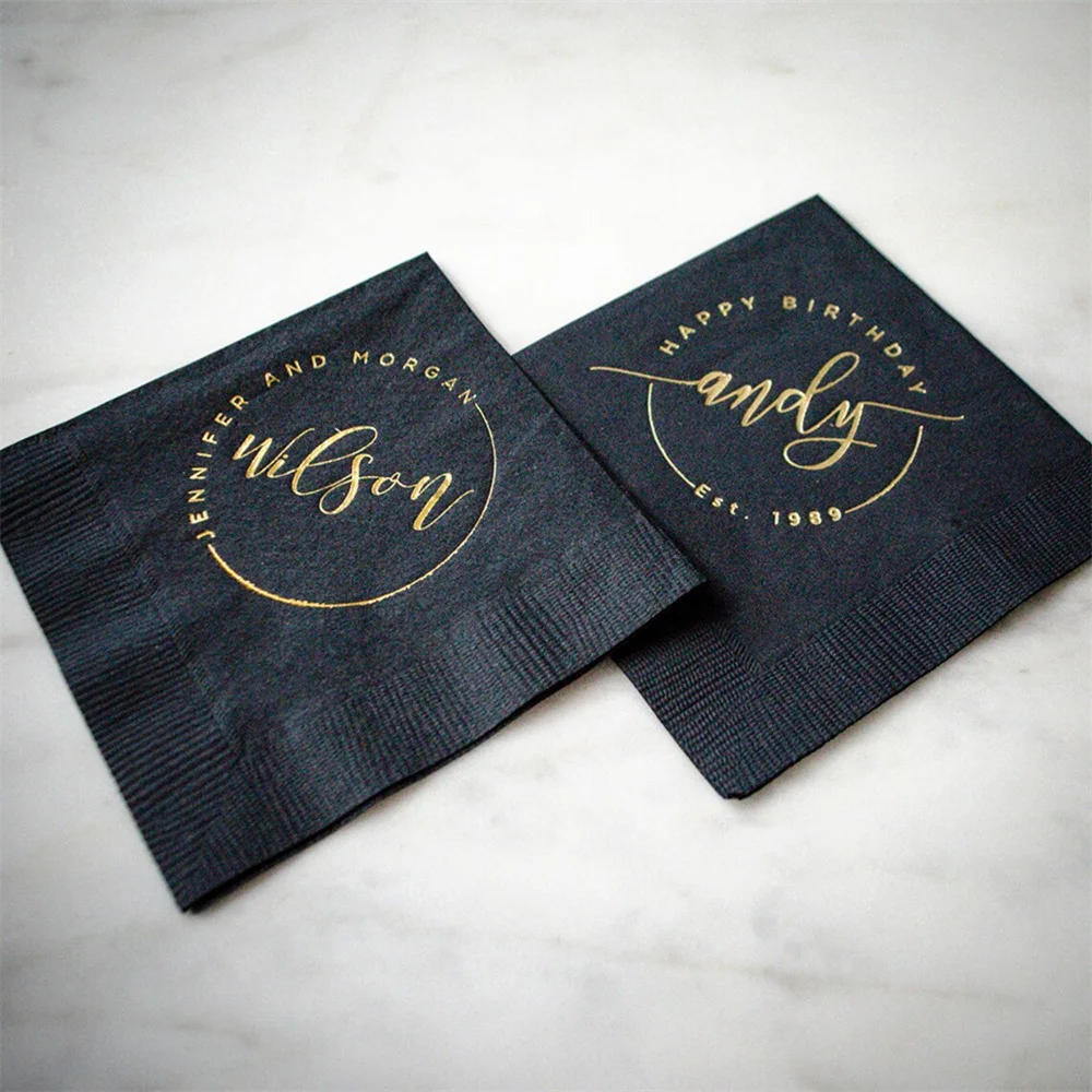 

Modern Monogram Napkins, Last Name Wedding Napkins, Gold Foil Napkins, 3 Ply Cocktail Napkins, Personalized Napkins, Wedding Rec