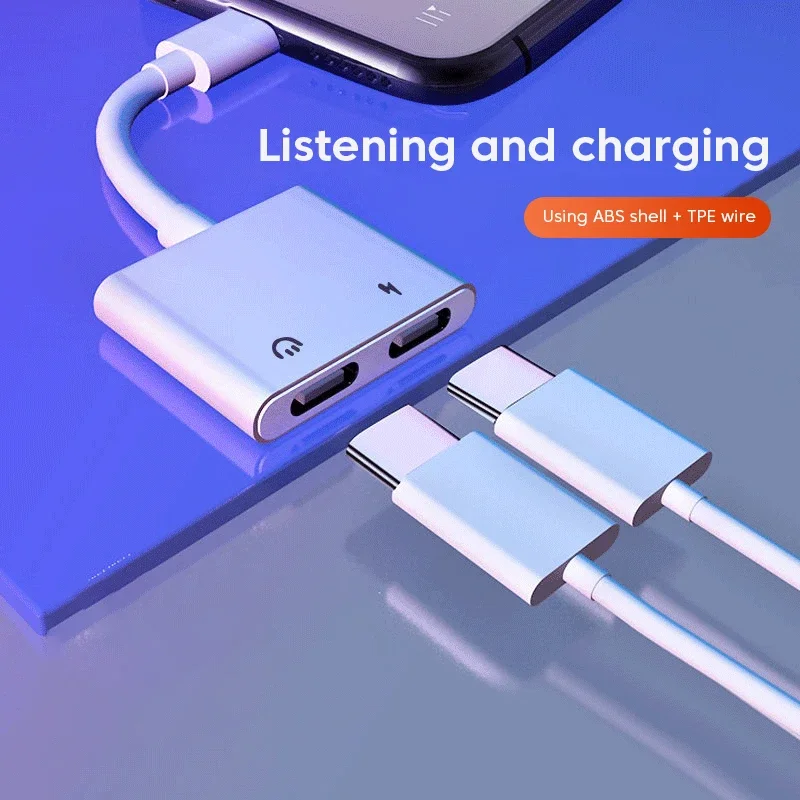 2-in-1 Typ C-Adapter für Huawei Mate 30 Pro Xiaomi Samsung S20/20 USB C auf 3. 5-mm-Klinkenstecker für Audio-Ladegerät, Splitter, Typ-C-Konverter