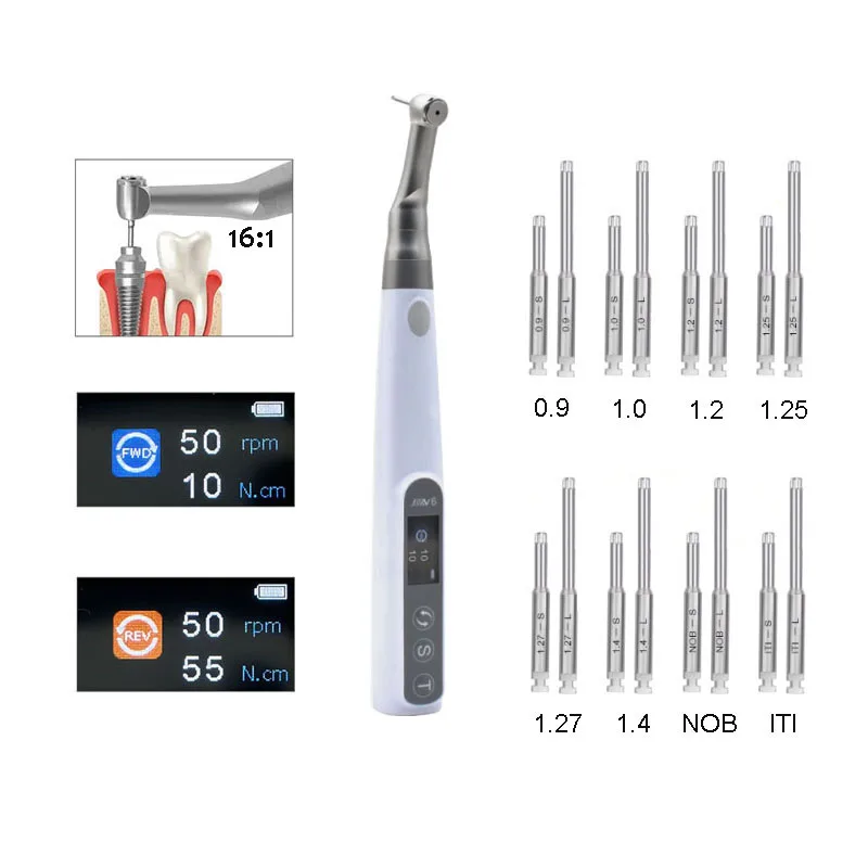 

Dental Implant Torque Electric Wrench Torque Driver + 16Pcs Screws Dentistry Repair Tools 360° Rotated 50Ncm 50rpm Dental tools