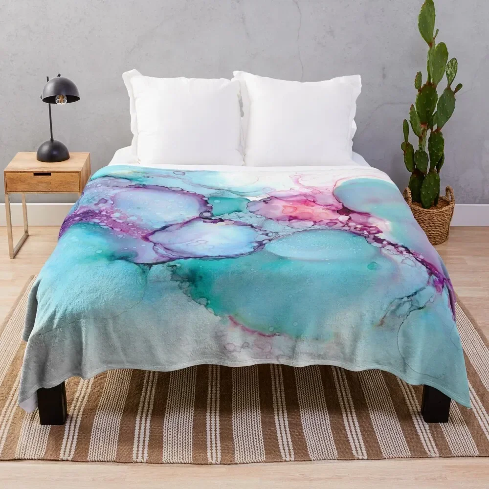 

Dreamy pastel bubbles | alcohol ink art Throw Blanket