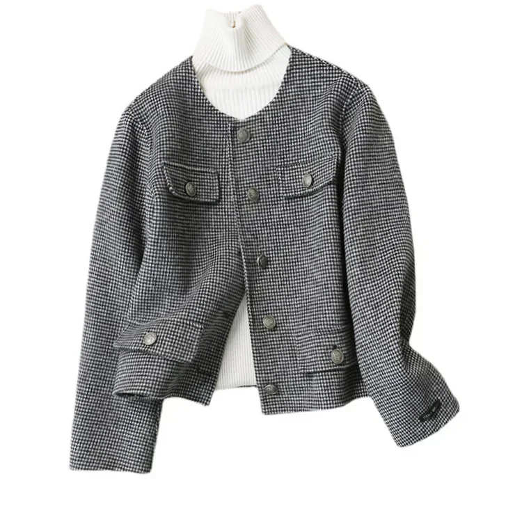 

Retro temperament fan double-sided woolen coat women's short woolen coat 2024 spring and autumn Xiaoxiangfeng coat women's