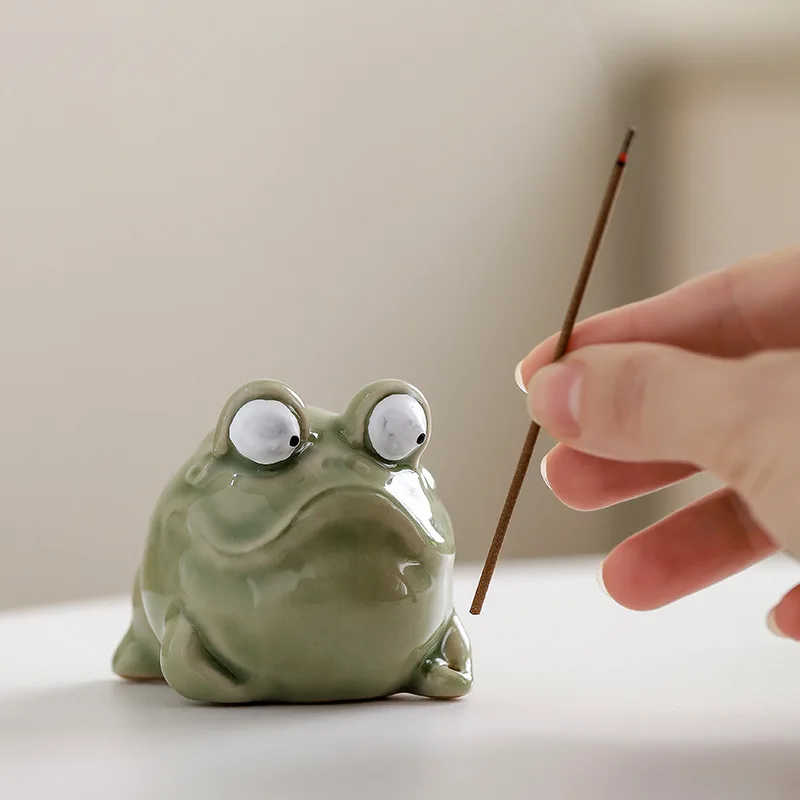Creative Ceramic Frog Incense Burner, Desktop Zen Teapot & Home Decor Fragrance Holder for Indoor Relaxation