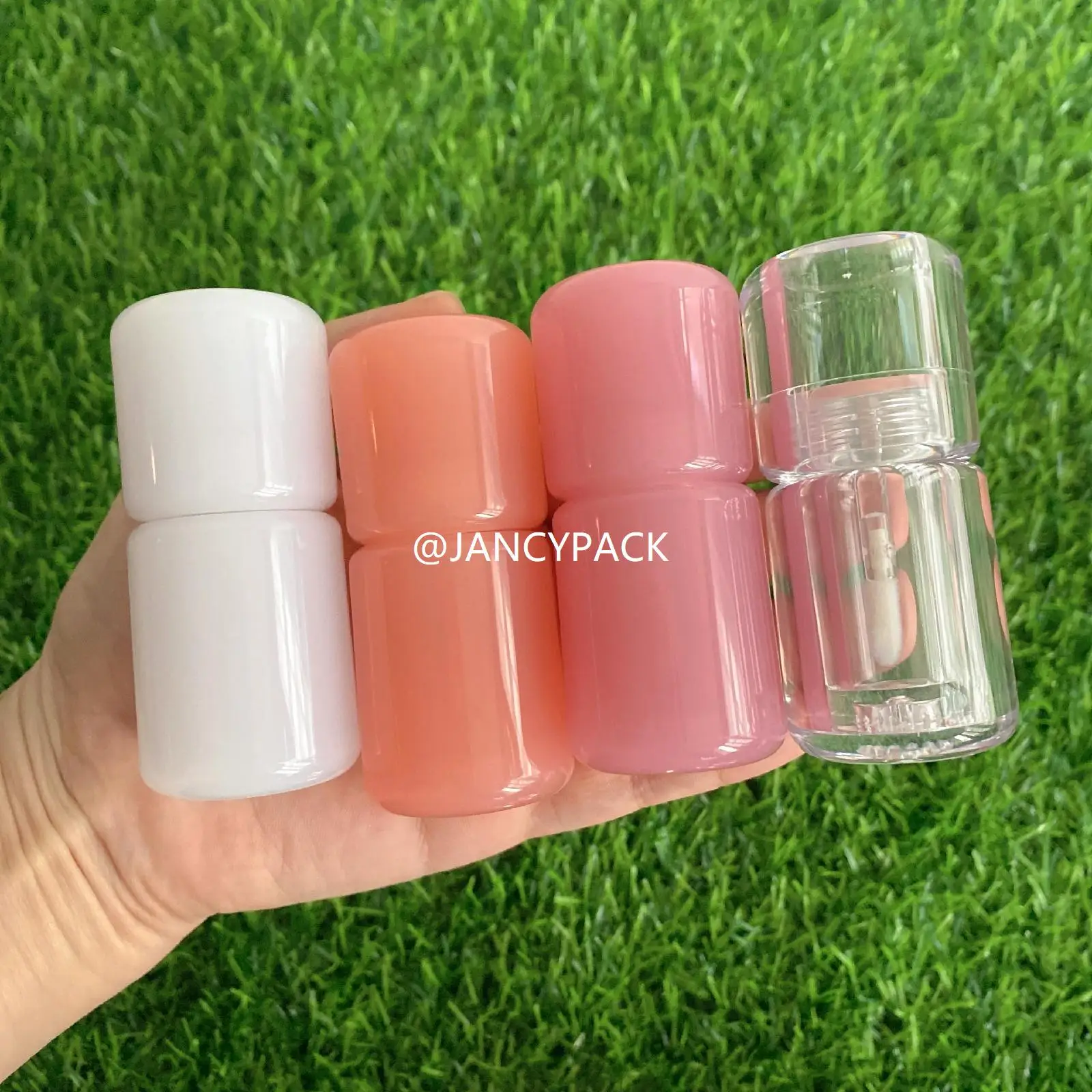 10 Uds. Mini botellas vacías de brillo de labios coloridas de oro rosa únicas, etiqueta privada personalizada, tubos de brillo de labios para niños lindos de 3ml con varita