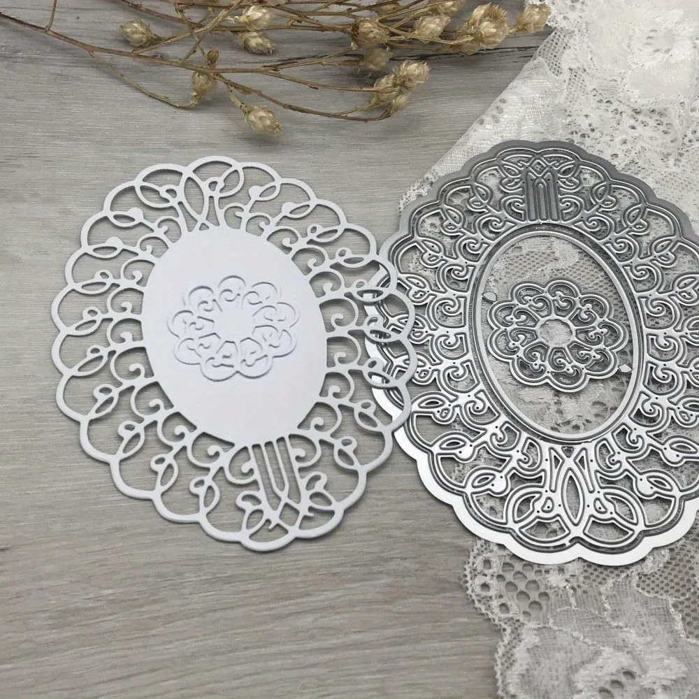 

1pcs metal cutting dies cut die mold Oval flower background decoration Scrapbook paper craft blade punch stencils dies
