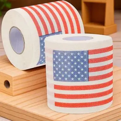 2 Stuks Amerikaanse Vlag Toiletpapier 10X10 Cm 150 Vellen 3 Lagen Servet Tissue Badkamer Houtpulp praktische