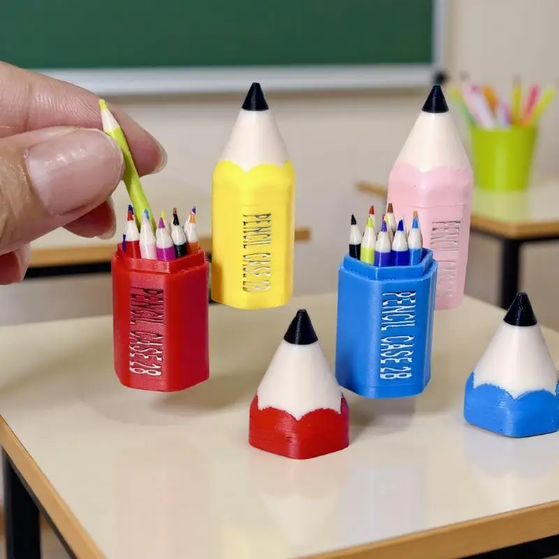 Pretend Play Set for Kids: 10/12 Miniature Pens and School Supplies Model for Dollhouse, Perfect Toy Accessories.