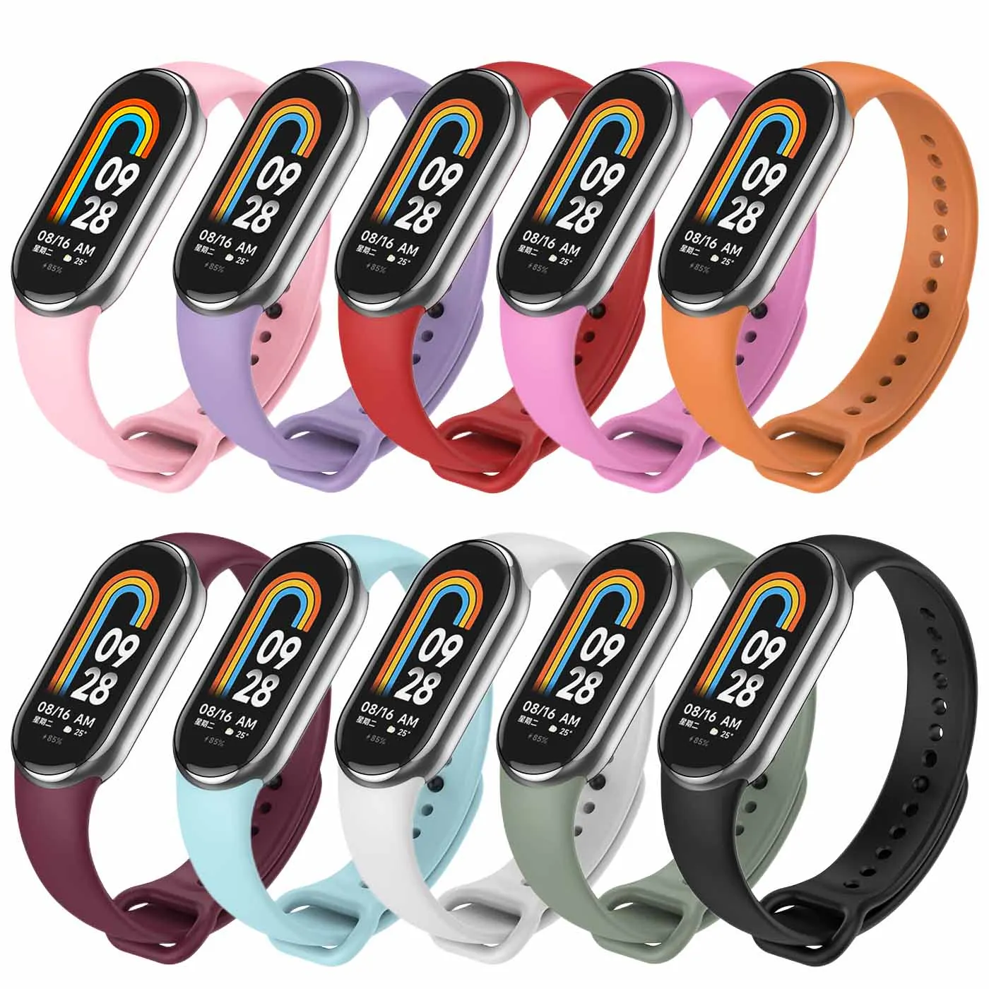 10 Pcs/Pack Strap for mi Band 8 9 10 11 Silicone Bracelet for XiaoMi Band Xiomi Xiami Wrist Strap Man Women