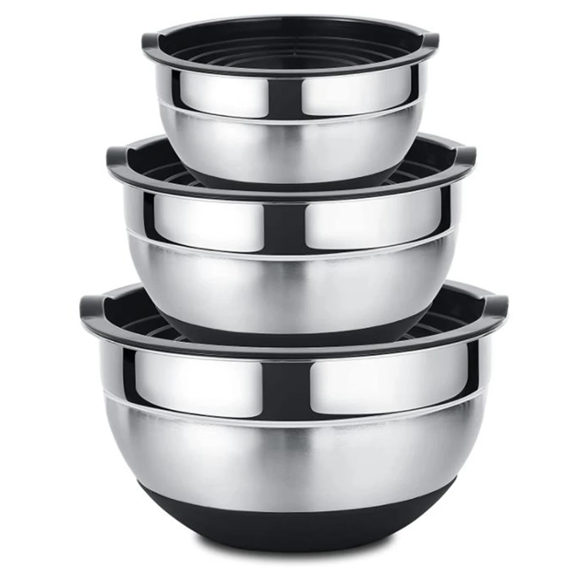 

Stainless Steel Mixing Bowls Salad Bowl Non-Slip Stackable Serving Bowl with Airtight Lids for Kitchen Cooking Baking,Et