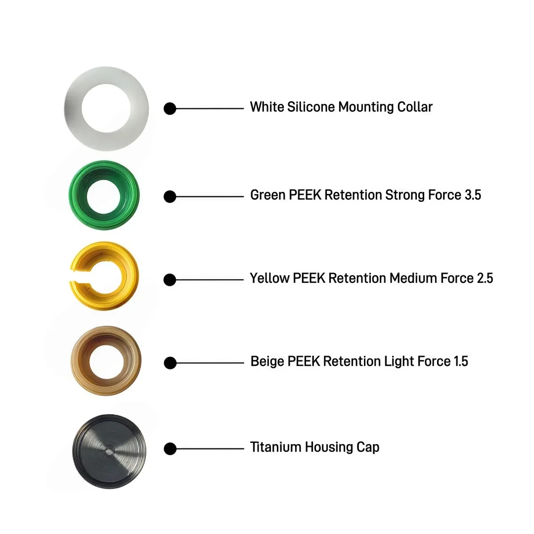 Dental Novaloc Locator Dental Overdenture PEEK Caps Abutment Retention Insert Caps Titanium Housing Caps